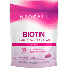 NEC020 | Neocell Biotin beauty soft chews pouch, acai berry flavor, 30 soft chews