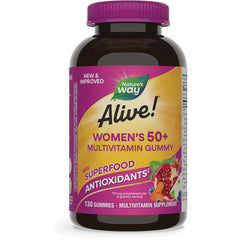 NW975 | Nature's Way Alive! Women's 50+ multivitamin gummy bottle front label with Superfood Antioxidants, 130 gummies