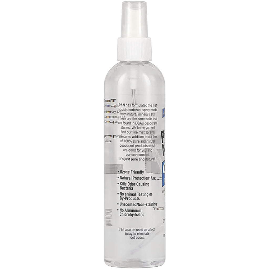 TDS005 | Back of clear spray bottle with label listing: Ozone Friendly, Natural Protection, Kills Odor Causing Bacteria - Thumbnail