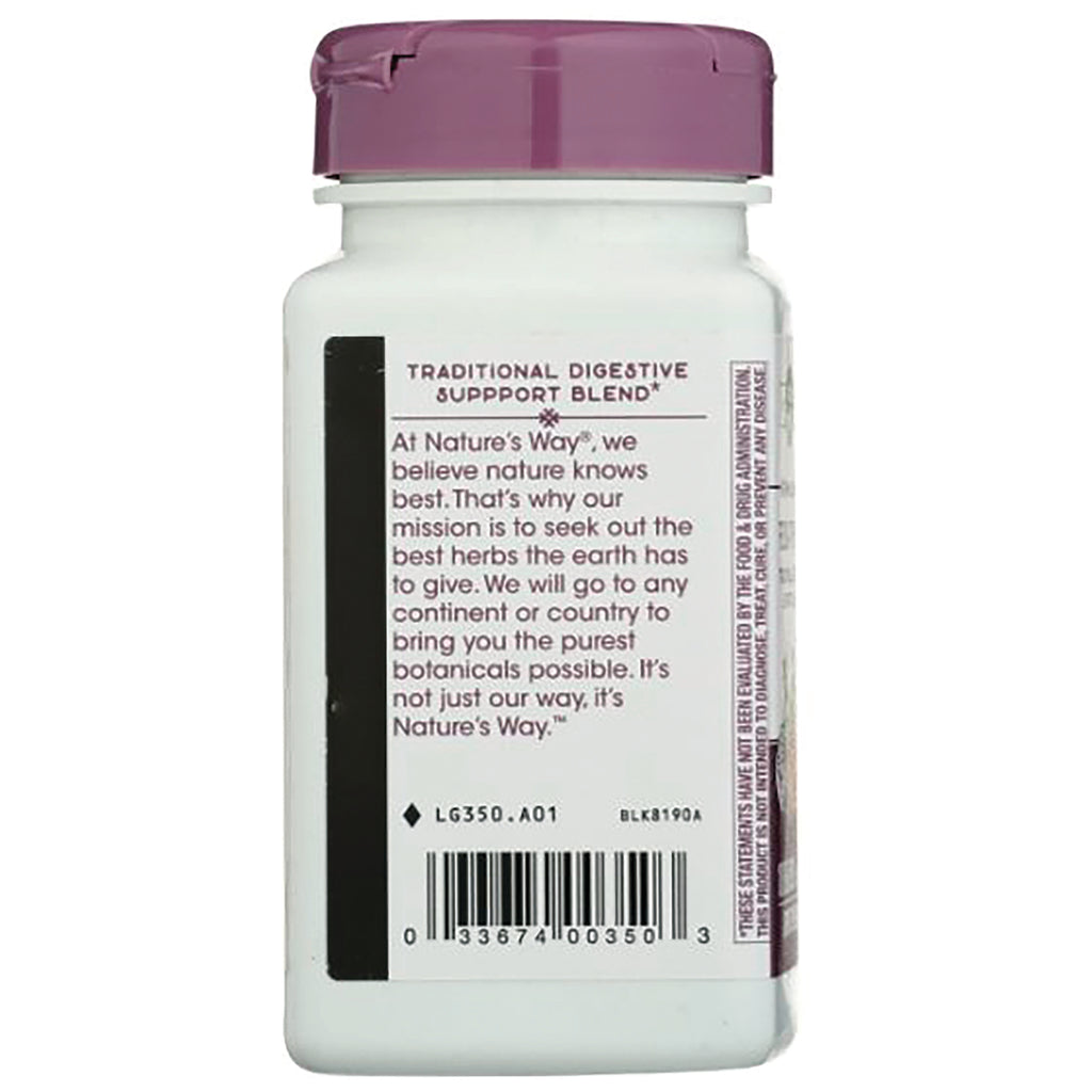 NW079 | back of white supplement bottle with purple cap showing label text TRADITIONAL DIGESTIVE SUPPPORT BLEND and barcode - Thumbnail