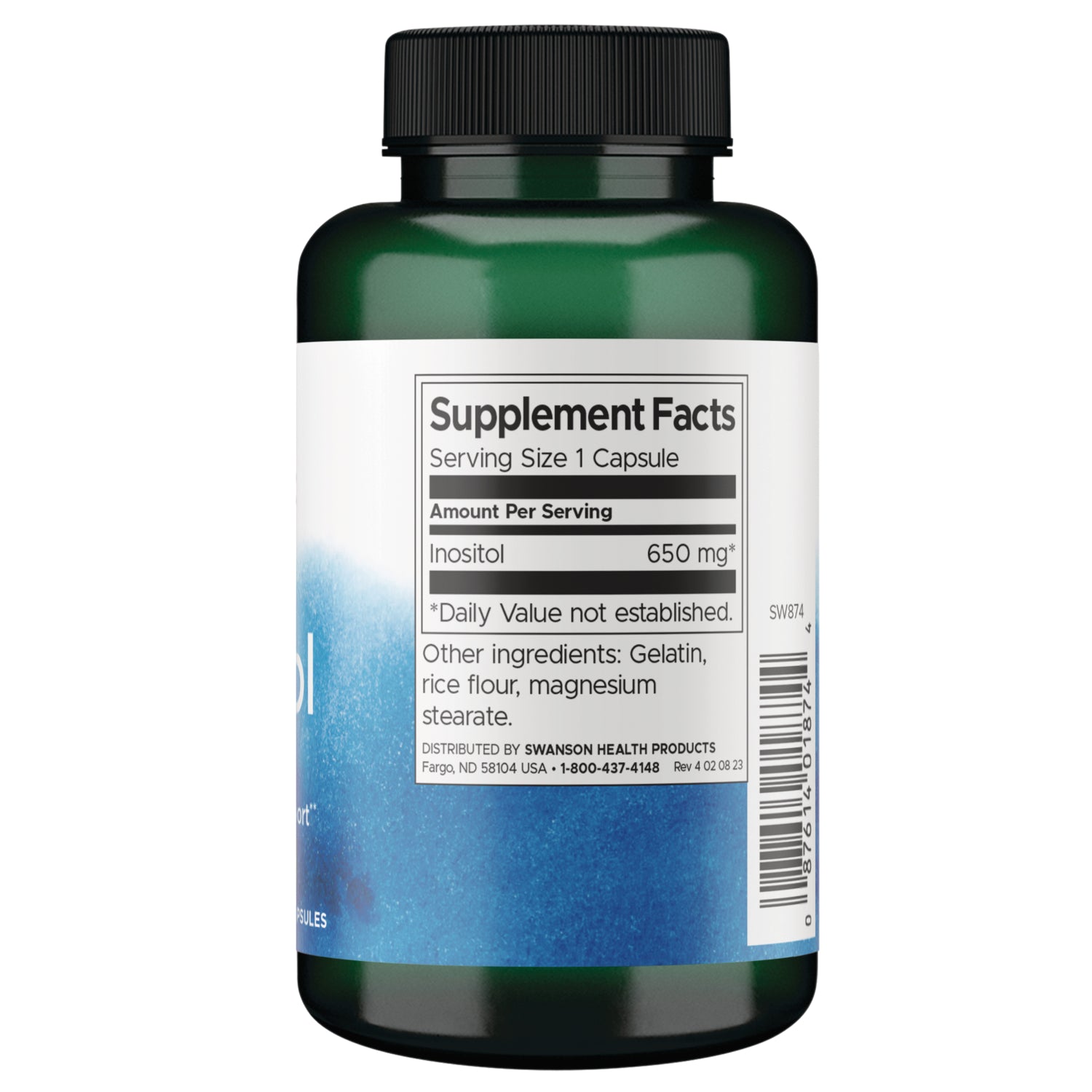 SW874 | Back label with Supplement Facts
