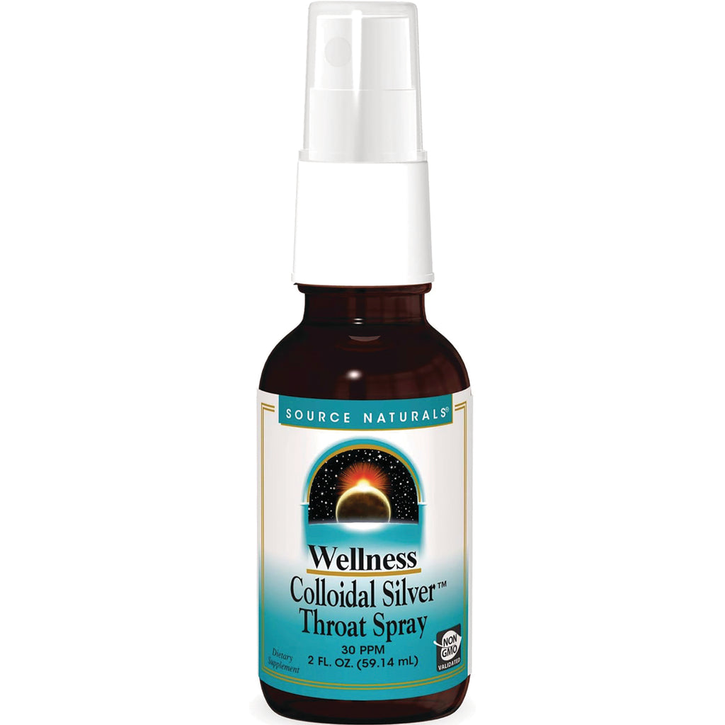 SN755 | Source Naturals Wellness Colloidal Silver Throat Spray, 30 PPM, 2 fl oz, Non-GMO validated - Thumbnail