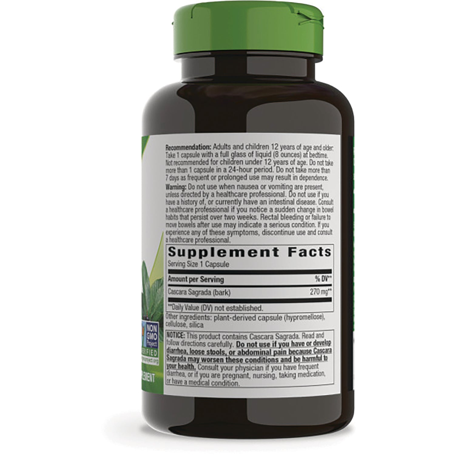 NW479 | brown supplement bottle back showing Supplement Facts panel and warning text