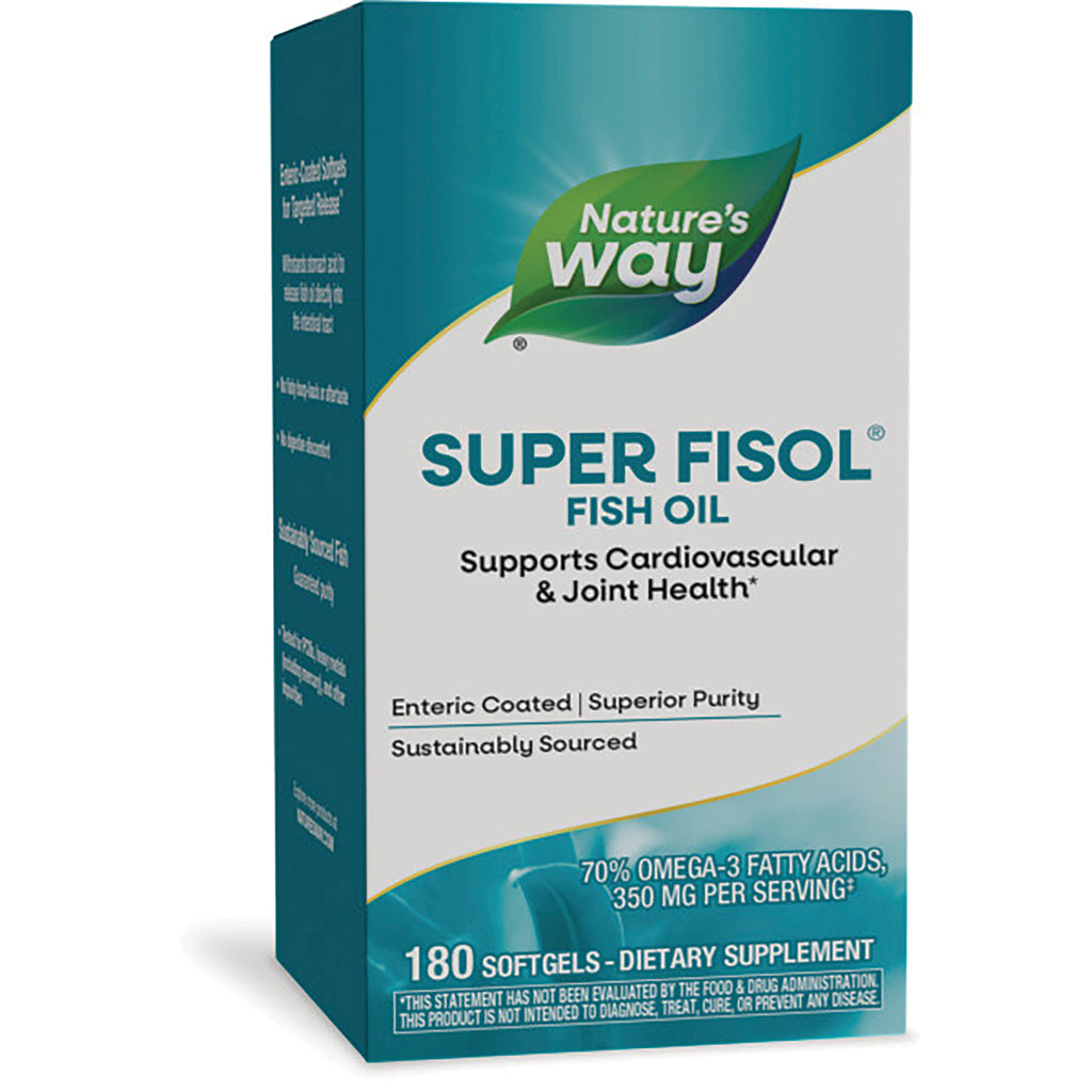 NW815 | Nature's Way Super Fisol fish oil box front, 180 softgels, supports cardiovascular and joint health - Thumbnail