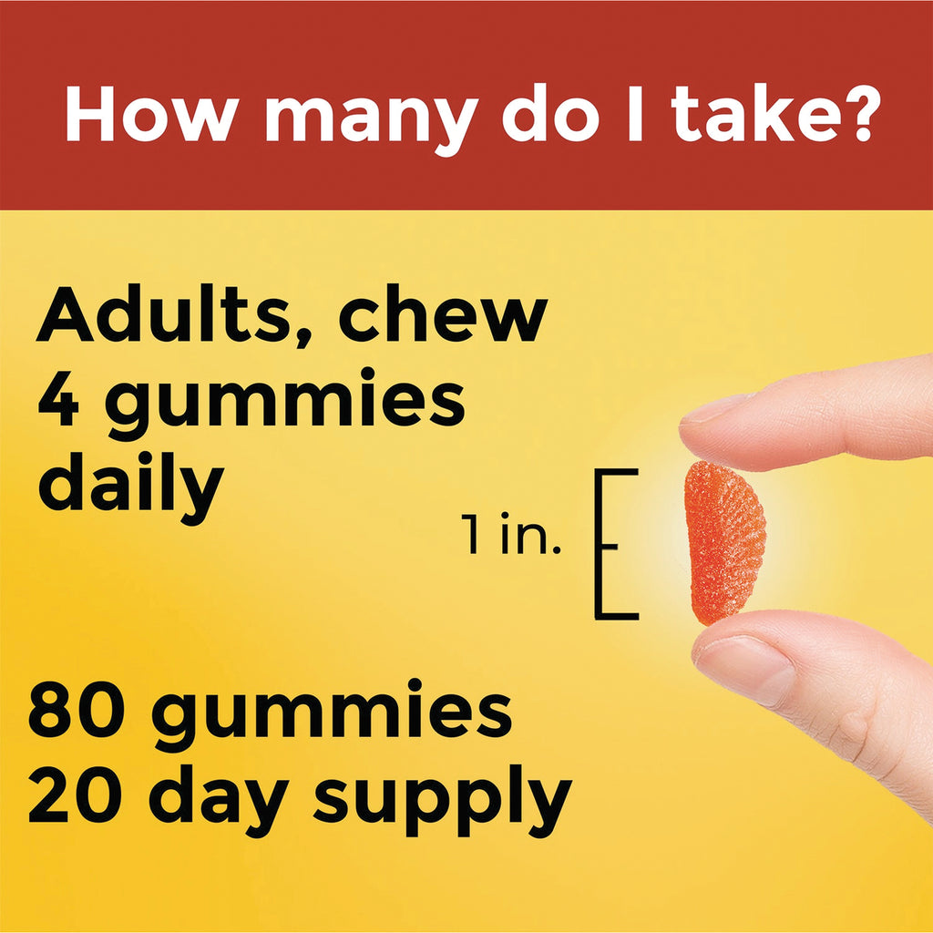 NTM133 | Adults chew 4 gummies daily; 1 in gummy held between fingers; 80 gummies 20 day supply - Thumbnail