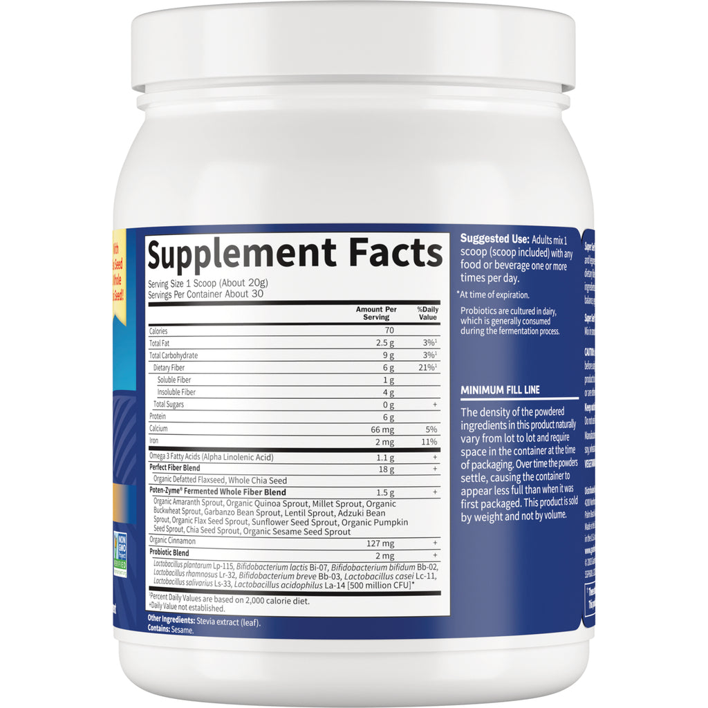 GLF016 | Back of white supplement jar showing Supplement Facts panel, nutrition table, suggested use and minimum fill line - Thumbnail