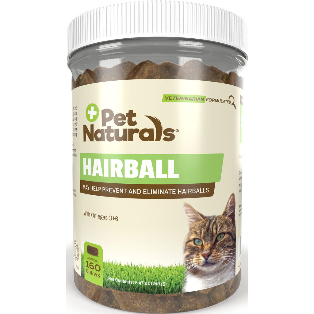 PTN081 | Pet Naturals HAIRBALL supplement jar front view showing label and cat image - Thumbnail