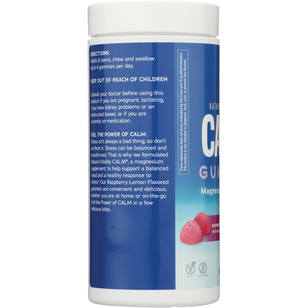 NVT041 | Back panel with directions, warnings and product benefits text beside raspberry-lemon gummy image - Thumbnail