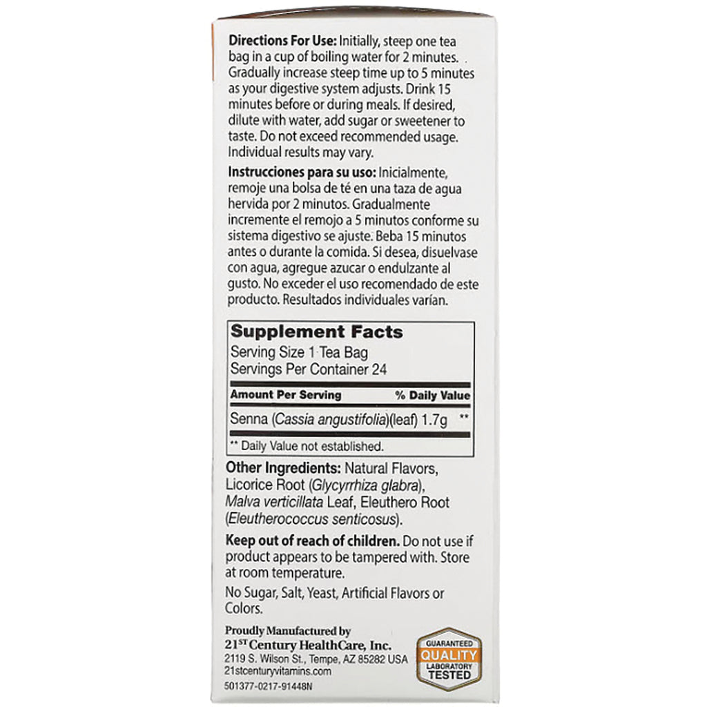 CNT151 | Back panel showing directions, Supplement Facts and ingredient list on tea box - Thumbnail