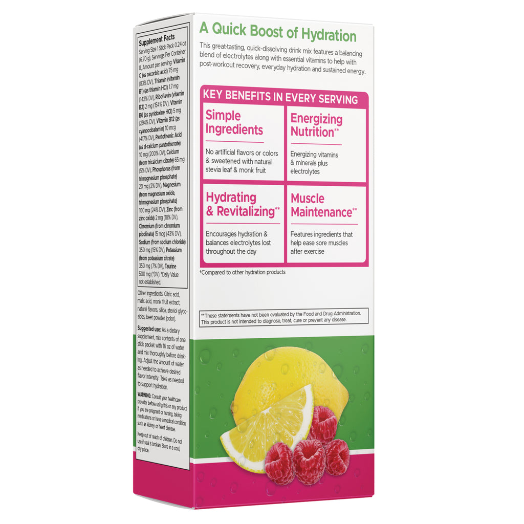SW1940 | Swanson Simply Hydrate single-serve stick, raspberry lemonade electrolyte hydration mix - Thumbnail