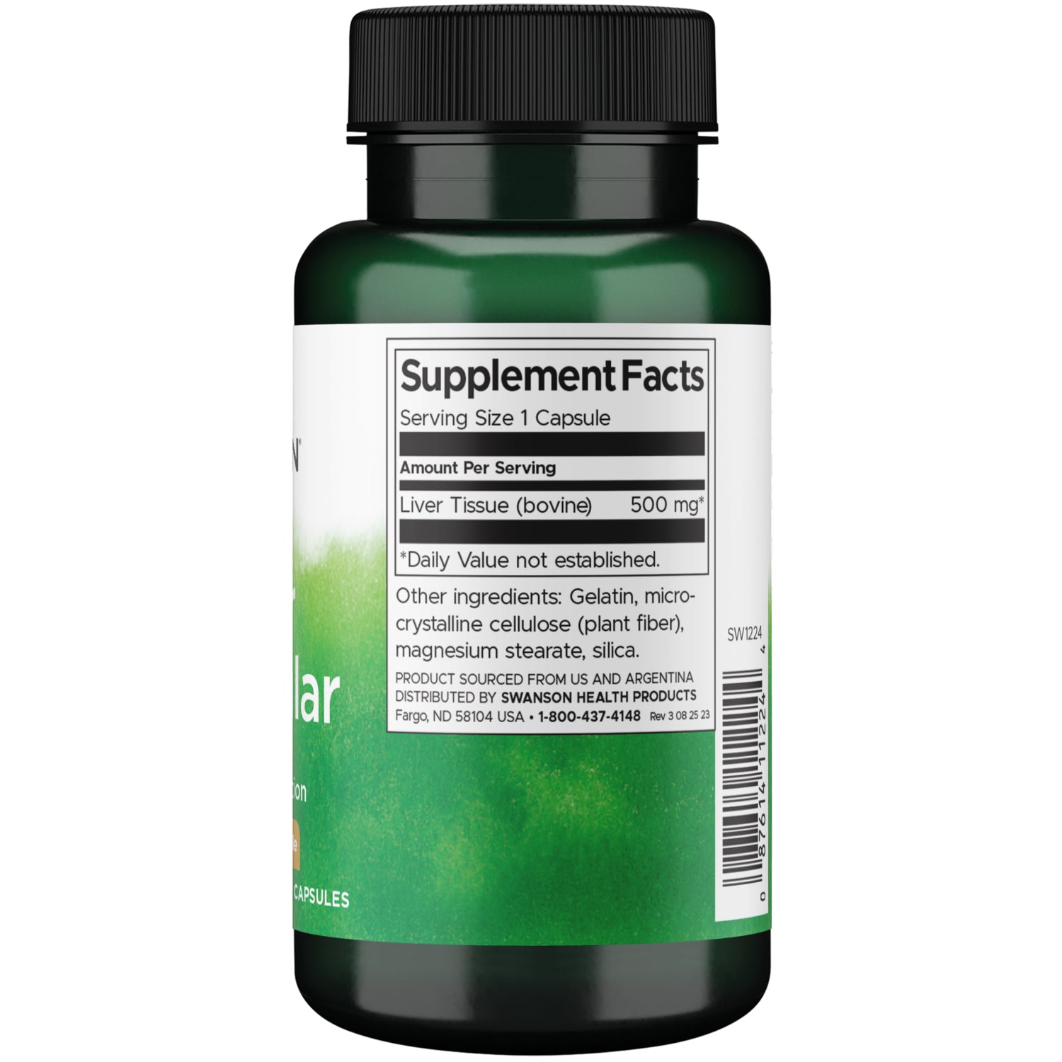 SW1224 | Back label with supplement facts and serving information