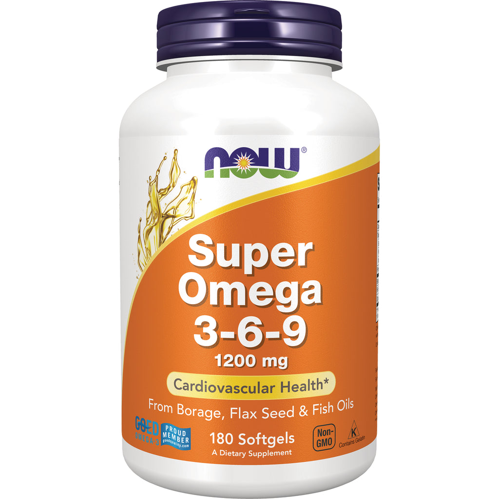 NWF152 | NOW Super Omega 3-6-9 1200 mg bottle, 180 softgels, orange label - Thumbnail