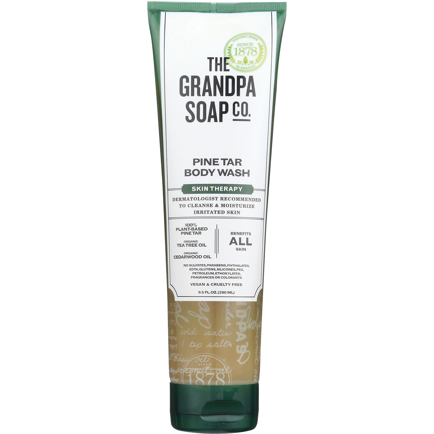 GP033 | The Grandpa Soap Co. Pine Tar Body Wash tube front view with product label