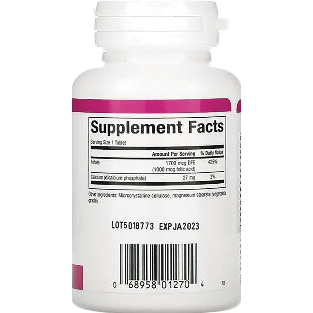 NFC003 | Back of white supplement bottle showing Supplement Facts panel, barcode, lot and expiration codes - Thumbnail