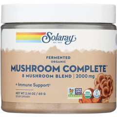 SLR458 | Solaray Mushroom Complete 8 mushroom blend 2000 mg powder supplement jar front label