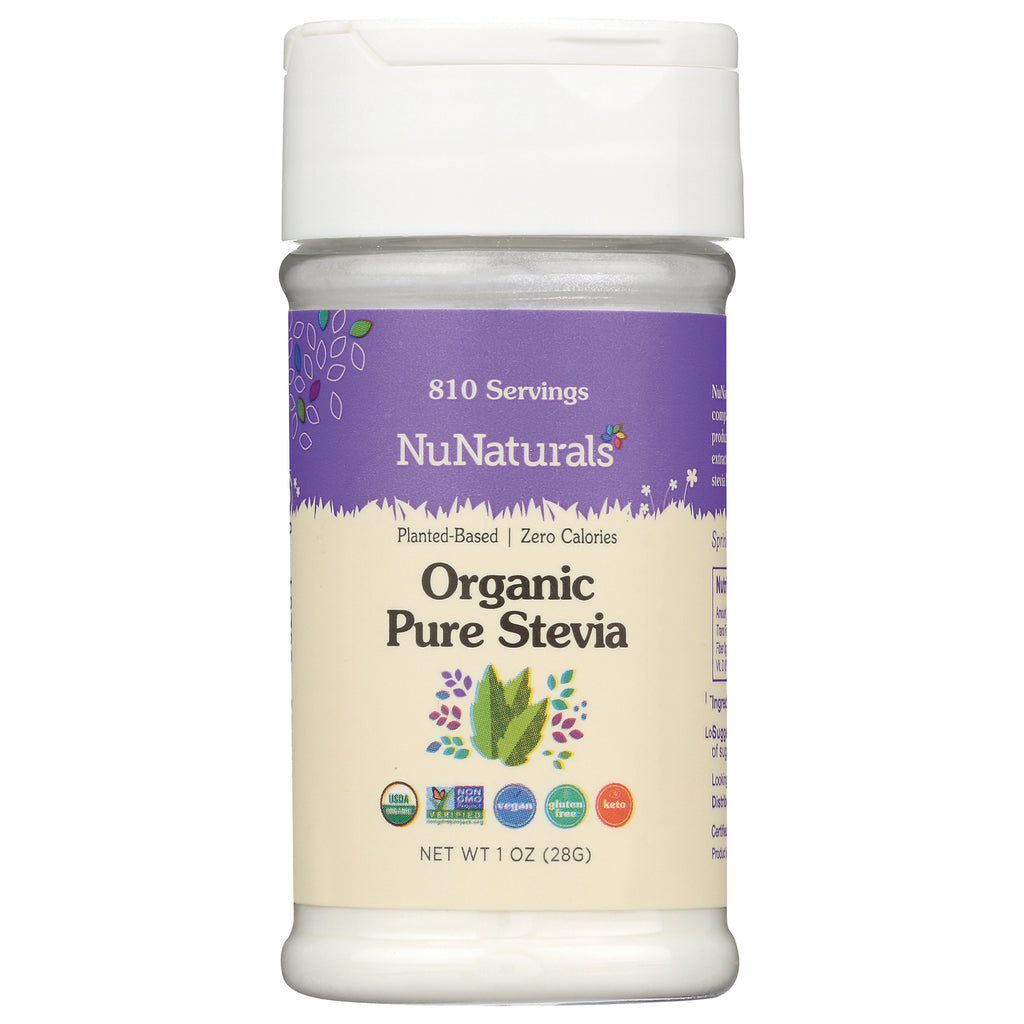 NN061 | NuNaturals Organic Pure Stevia front label on 1 oz jar - Thumbnail