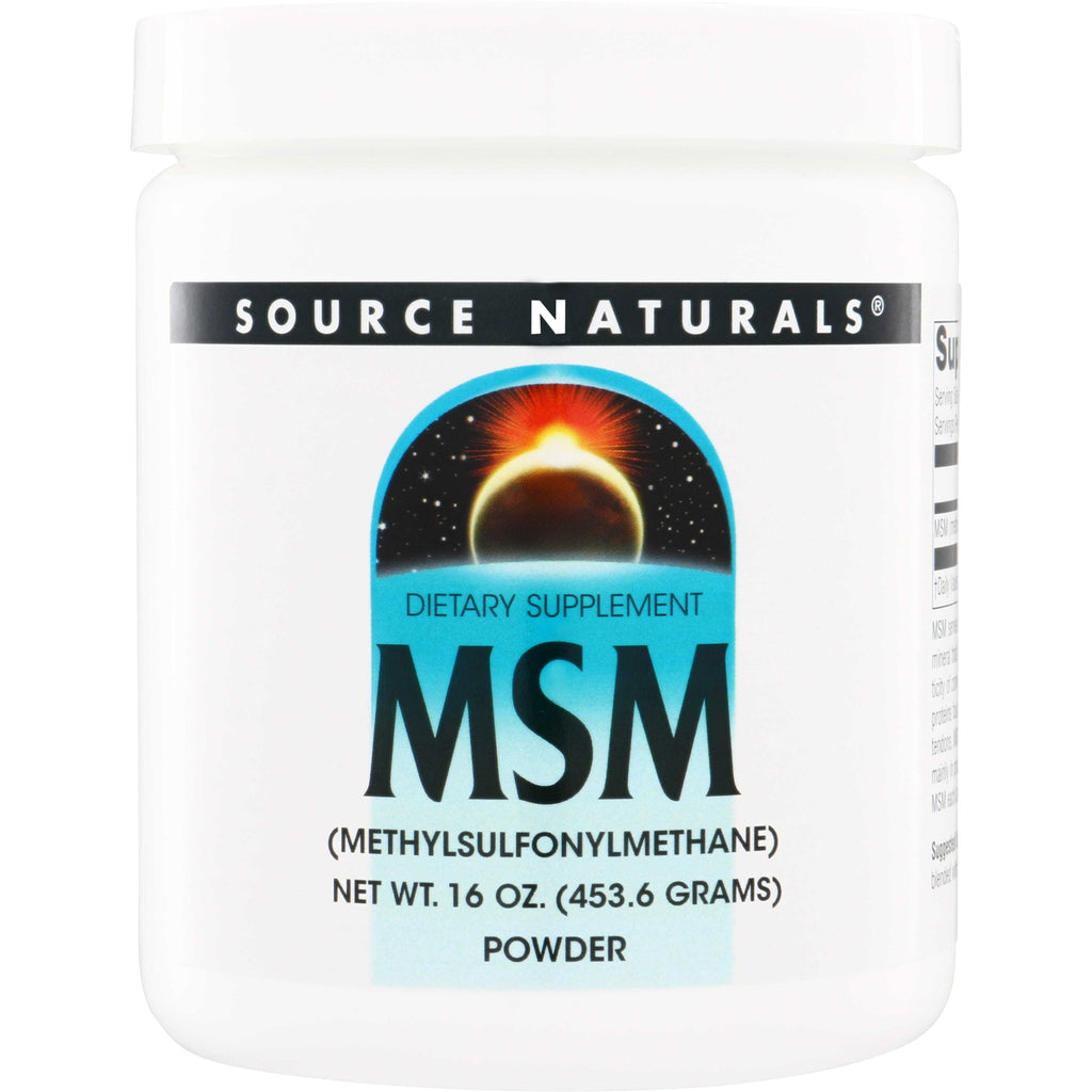 SN125 | Source Naturals MSM powder dietary supplement, 16 oz (453.6 g) bottle front label - Thumbnail