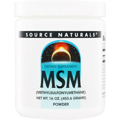 SN125 | Source Naturals MSM powder dietary supplement, 16 oz (453.6 g) bottle front label
