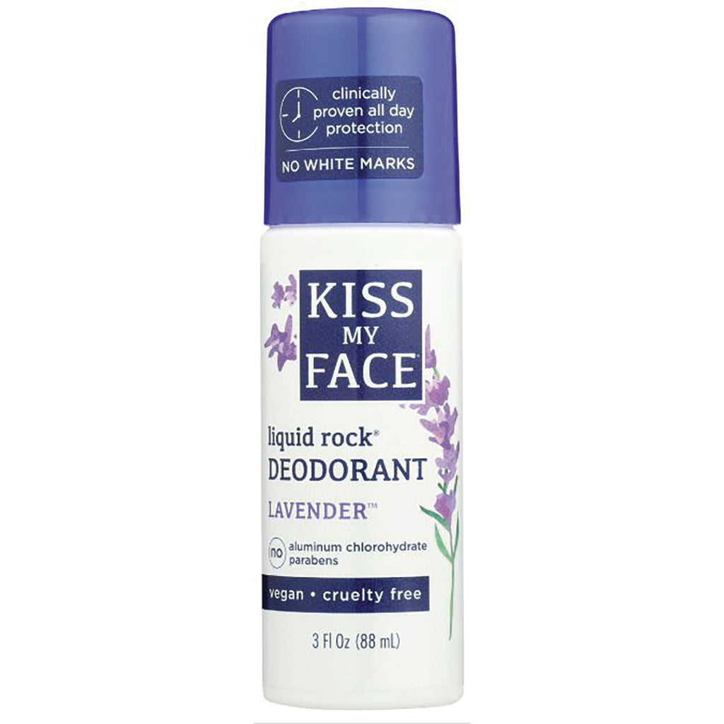 KMF002 | Kiss My Face liquid rock deodorant lavender roll-on bottle with purple cap and lavender illustration - Thumbnail