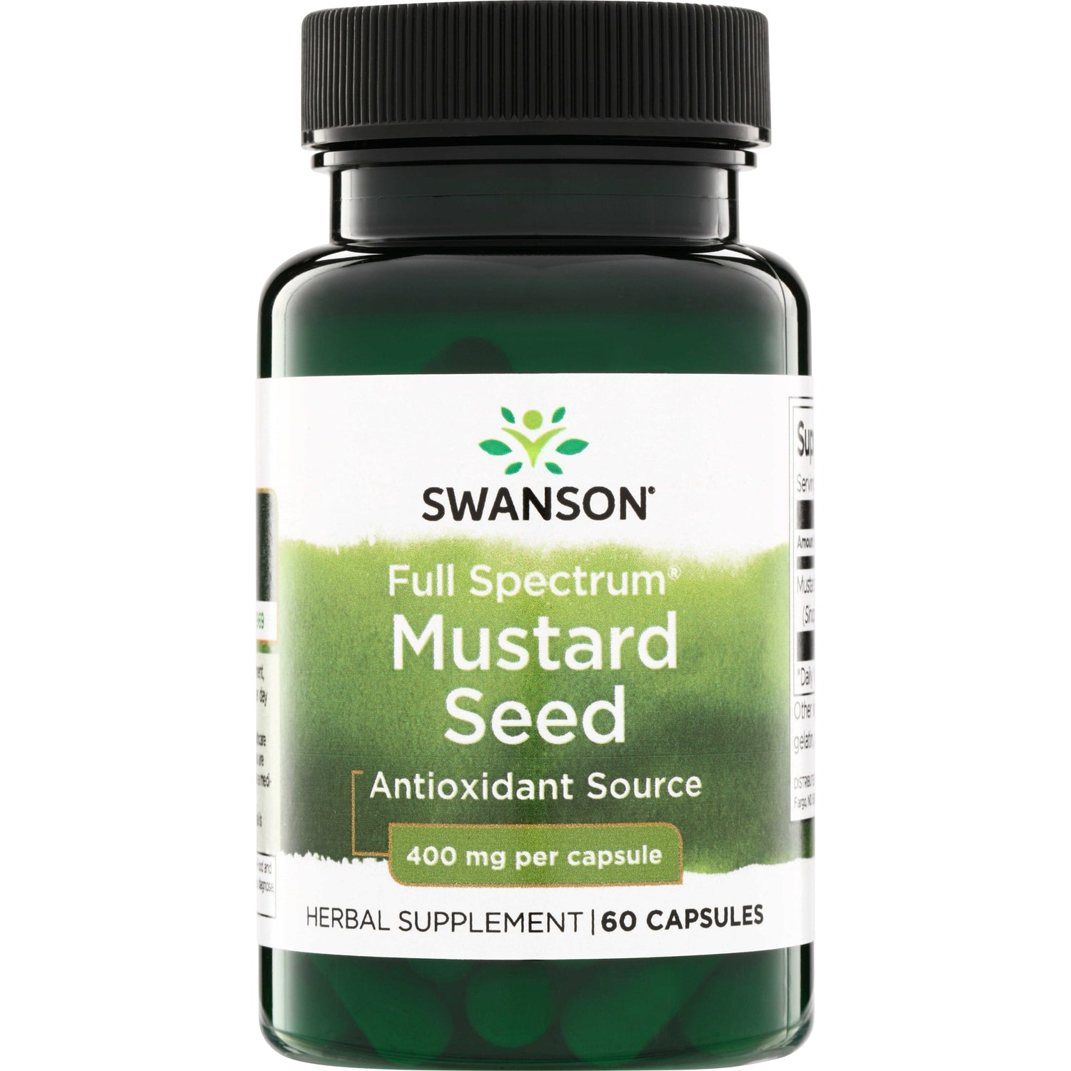 SW1262 | Swanson Full Spectrum Mustard Seed herbal supplement, Antioxidant Source, 400 mg per capsule, 60 capsules