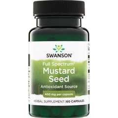 SW1262 | Swanson Full Spectrum Mustard Seed herbal supplement, Antioxidant Source, 400 mg per capsule, 60 capsules