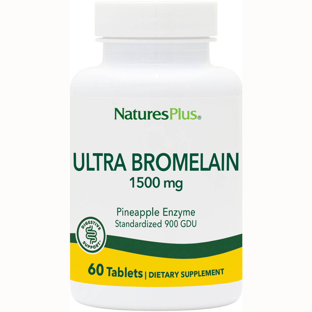 NTP101 | NaturesPlus Ultra Bromelain 1500 mg bottle, pineapple enzyme standardized 900 GDU, 60 tablets dietary supplement - Thumbnail