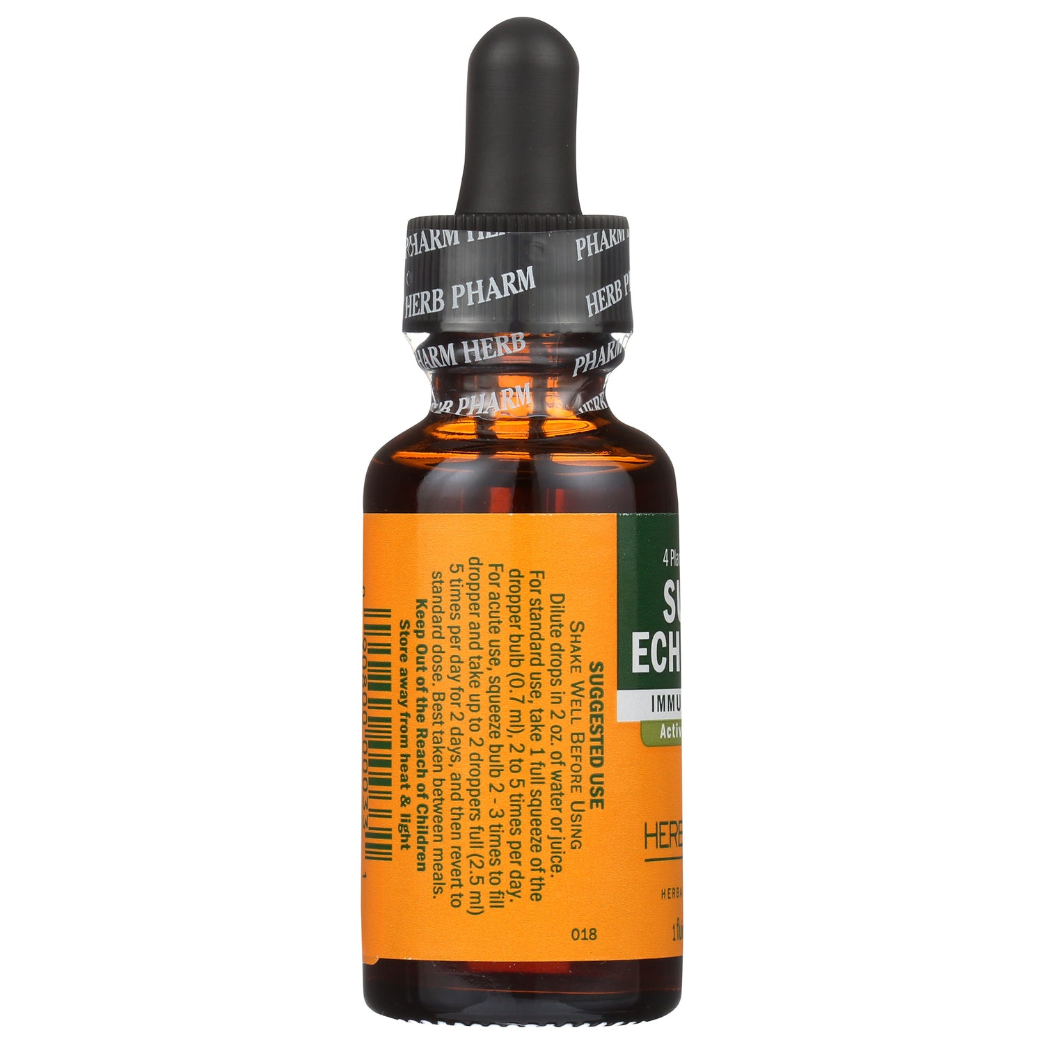 Herb Pharm liquid supplement bottle with dropper and orange label