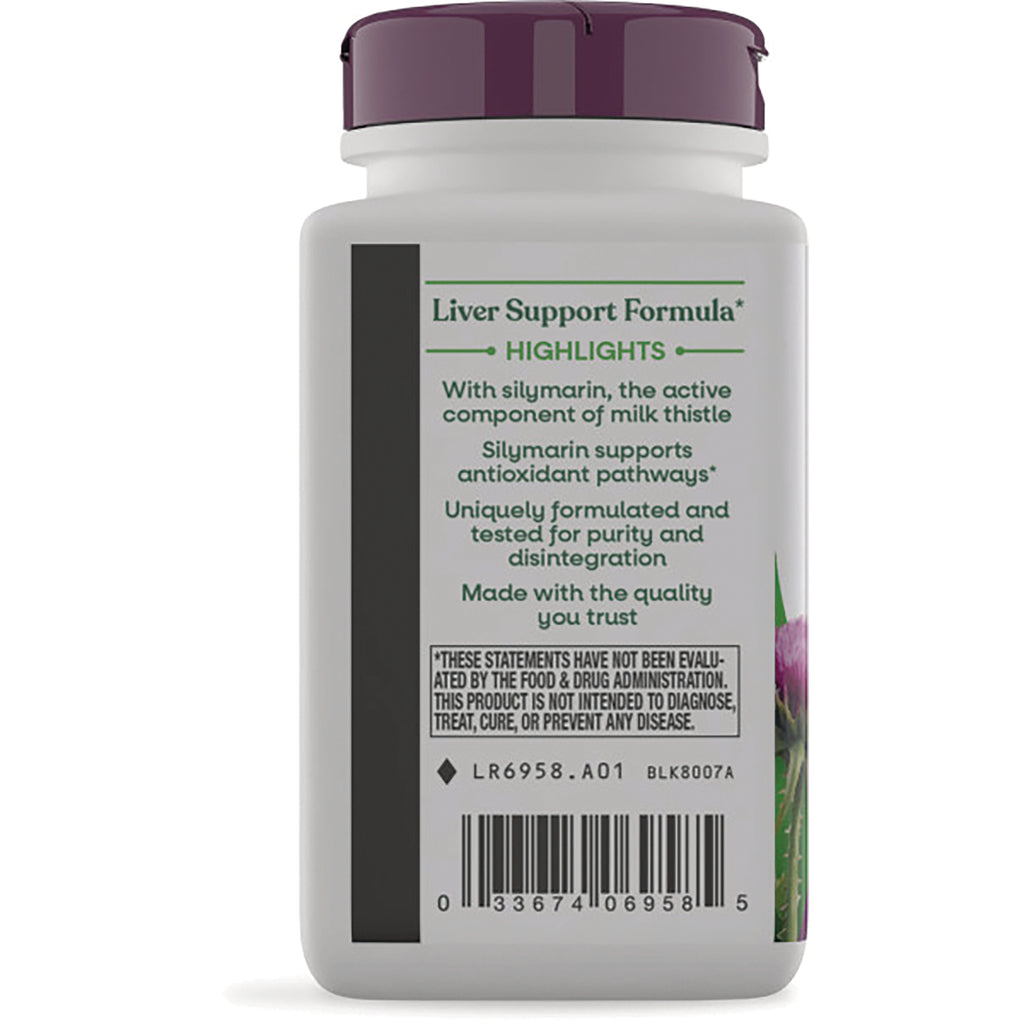 NW022 | Back label of liver support bottle showing highlights about silymarin and a barcode - Thumbnail