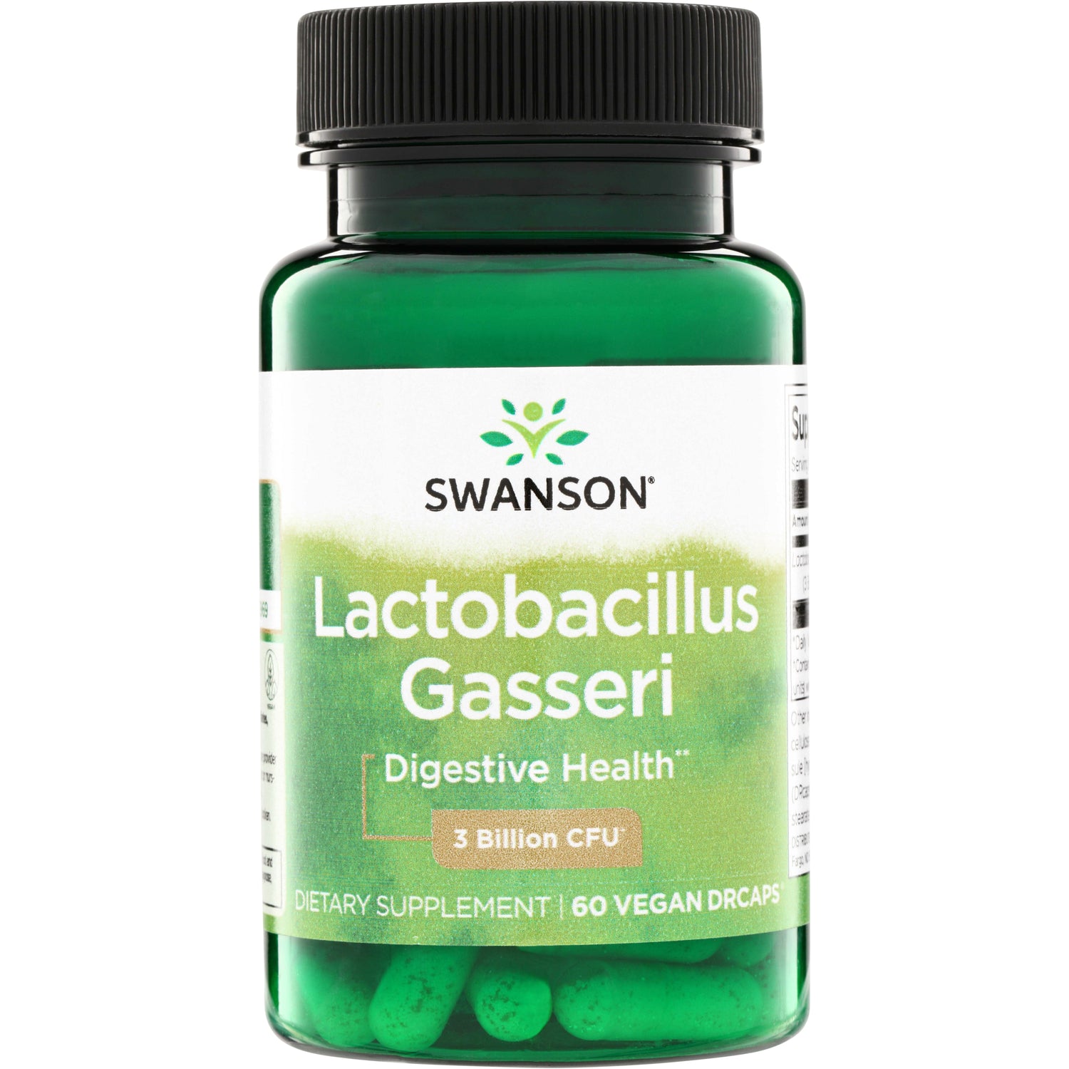SWA027 | Swanson Lactobacillus Gasseri bottle front, Digestive Health, 3 Billion CFU, 60 Vegan DRcaps