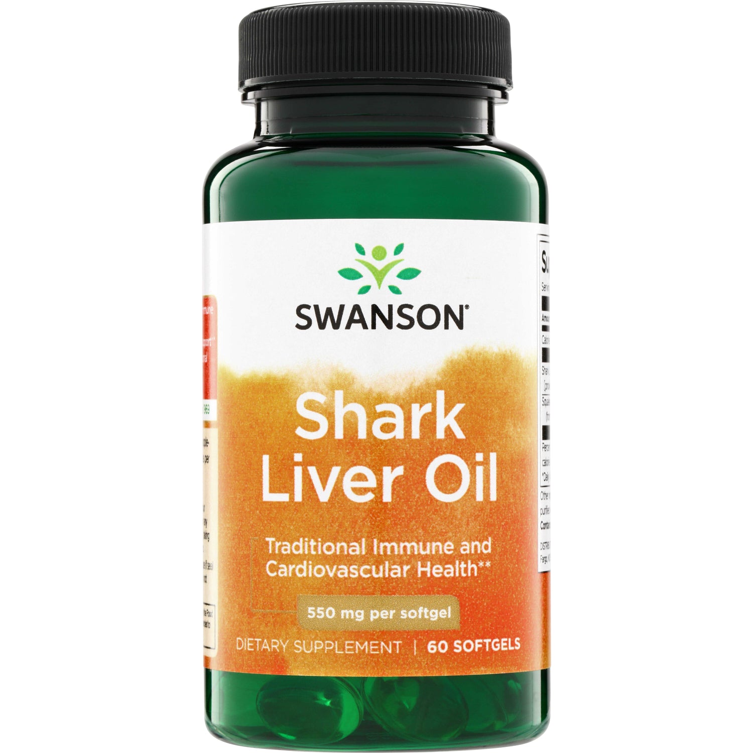 SWU107 | Swanson Shark Liver Oil, Traditional Immune and Cardiovascular Health, 550 mg per softgel, 60 softgels