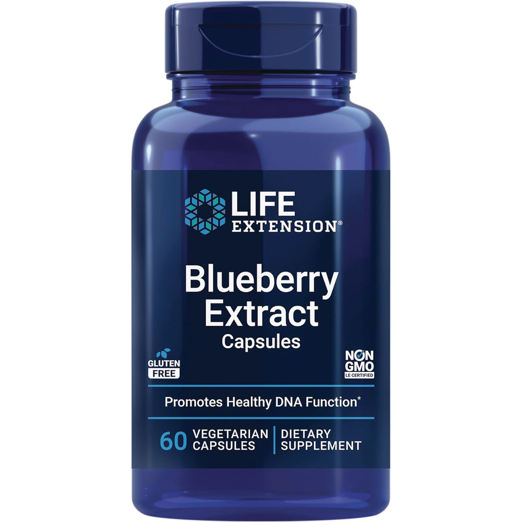 LE138 | Life Extension blueberry extract capsules bottle, 60 vegetarian capsules, promotes healthy DNA function - Thumbnail