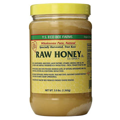 YS052 | Y.S. Eco Bee Farms Raw Honey jar, U.S. Grade A, 3.0 lbs front label