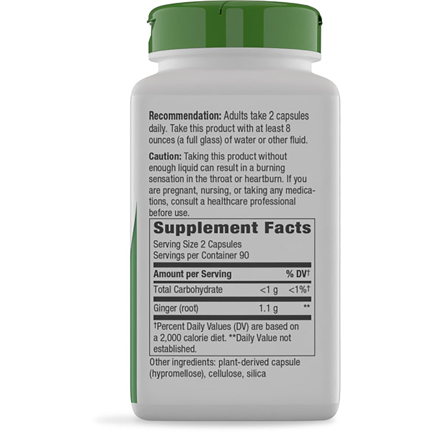 NW486 | Back of brown supplement bottle showing Supplement Facts panel and directions, serving size 2 capsules, ingredients and warnings