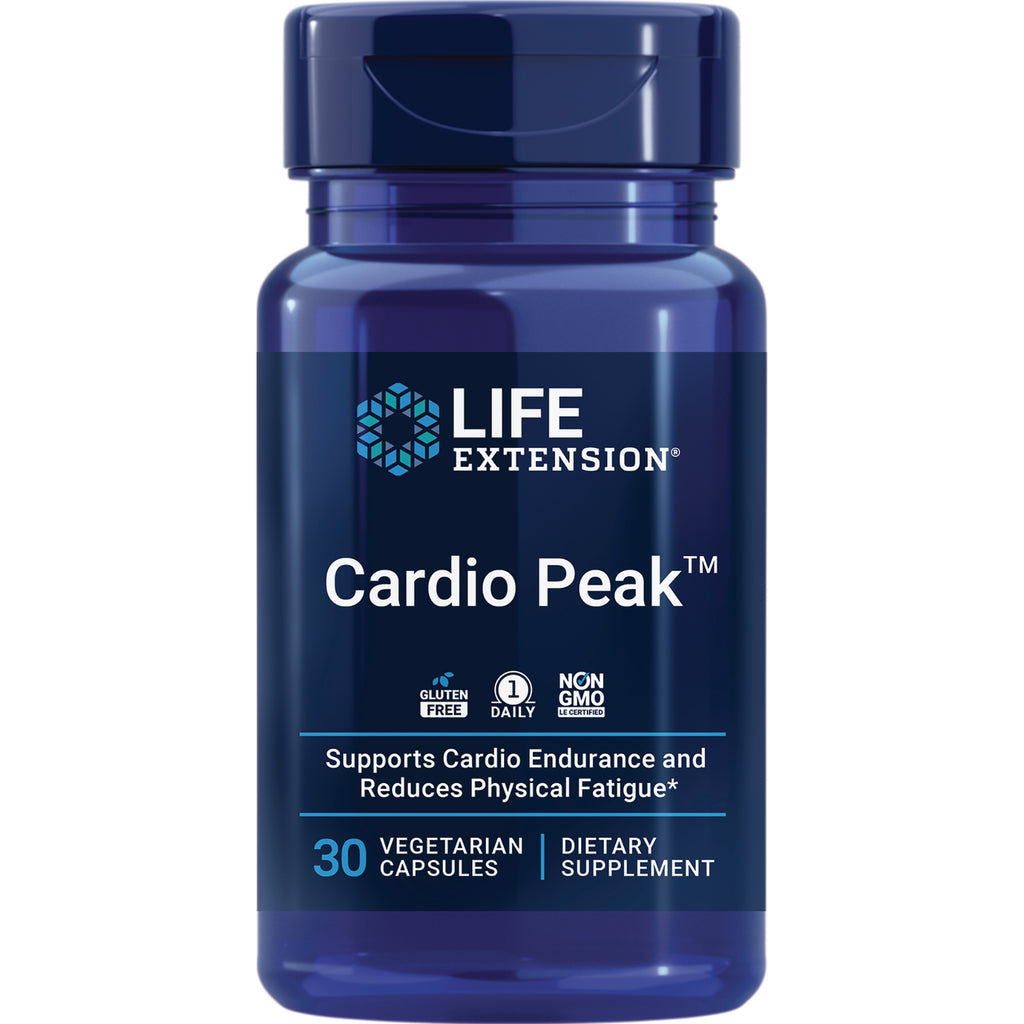 LE593 | Life Extension Cardio Peak supplement bottle, navy blue label, 30 vegetarian capsules - Thumbnail