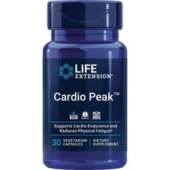 LE593 | Life Extension Cardio Peak supplement bottle, navy blue label, 30 vegetarian capsules