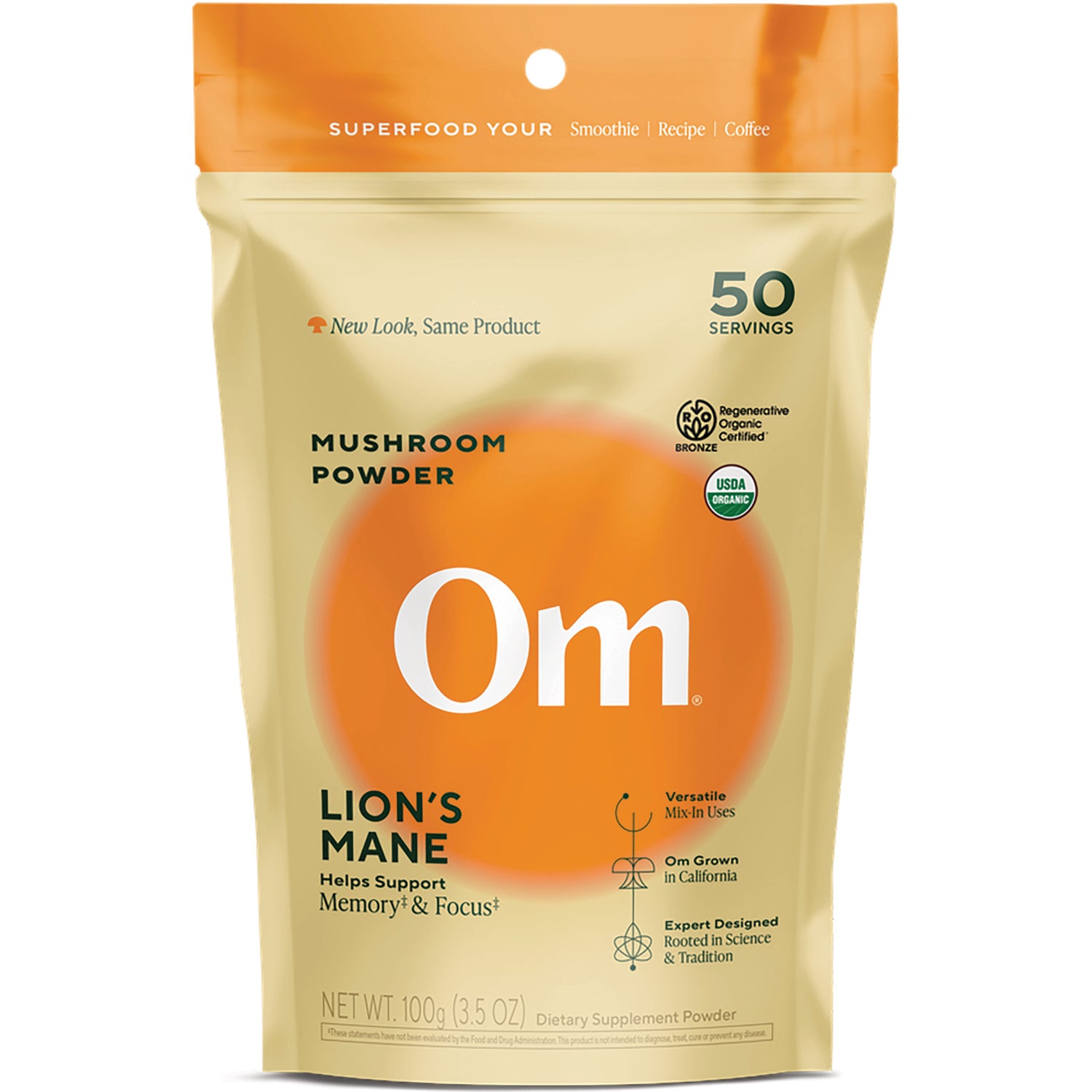 MMX009 | Om Mushroom Lion's Mane mushroom powder pouch front