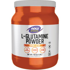NWF895 | Now Sports L-GLUTAMINE POWDER amino acids 1 kg orange jar front label
