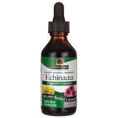 NAT025 | Brown dropper bottle labeled Echinacea herbal supplement with Nature's Answer front label showing 1,000 mg and gluten-free alcohol-free