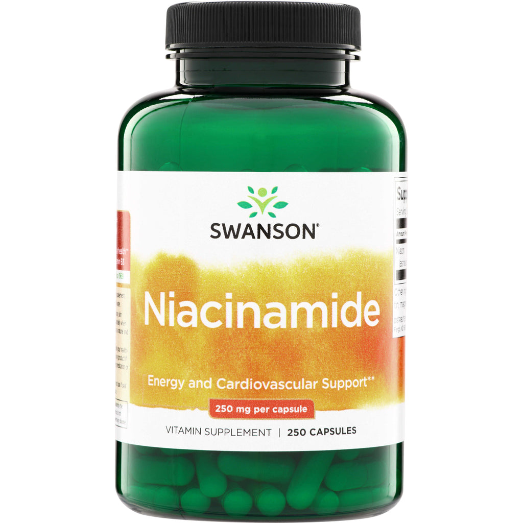 SW049 | Swanson Niacinamide supplement bottle, Energy and Cardiovascular Support, 250 mg per capsule, 250 capsules - Thumbnail