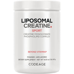 Liposomal Creatine Sport powder container labeled BEYOND VITAMINS unflavored 16.03 oz