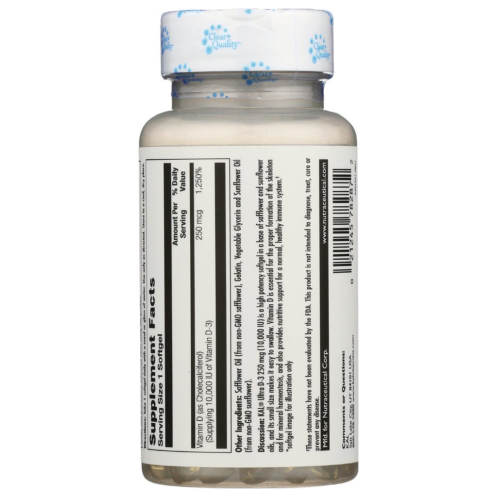 KL533 | back label of supplement bottle showing supplement facts, ingredients, and barcode - Thumbnail