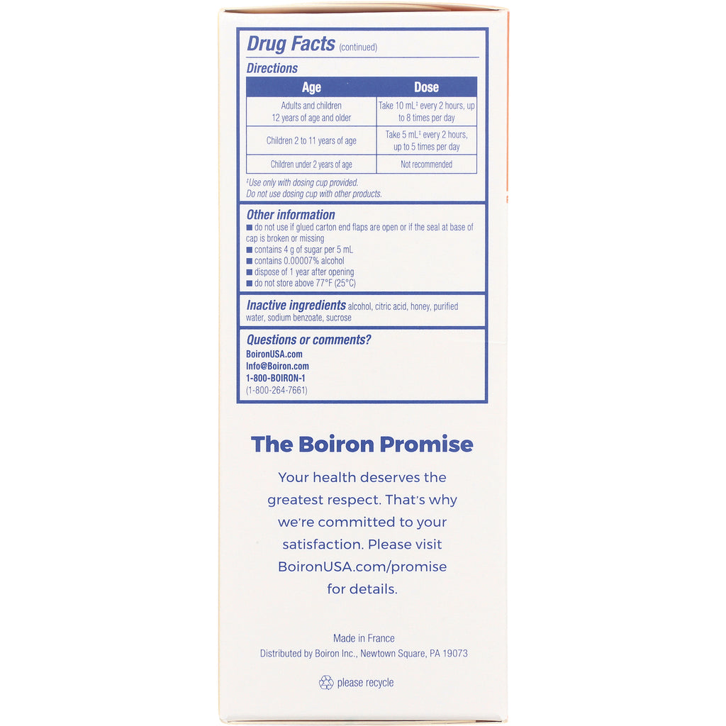 BRN084 | Back of product box showing Drug Facts, directions, inactive ingredients, and The Boiron Promise text - Thumbnail