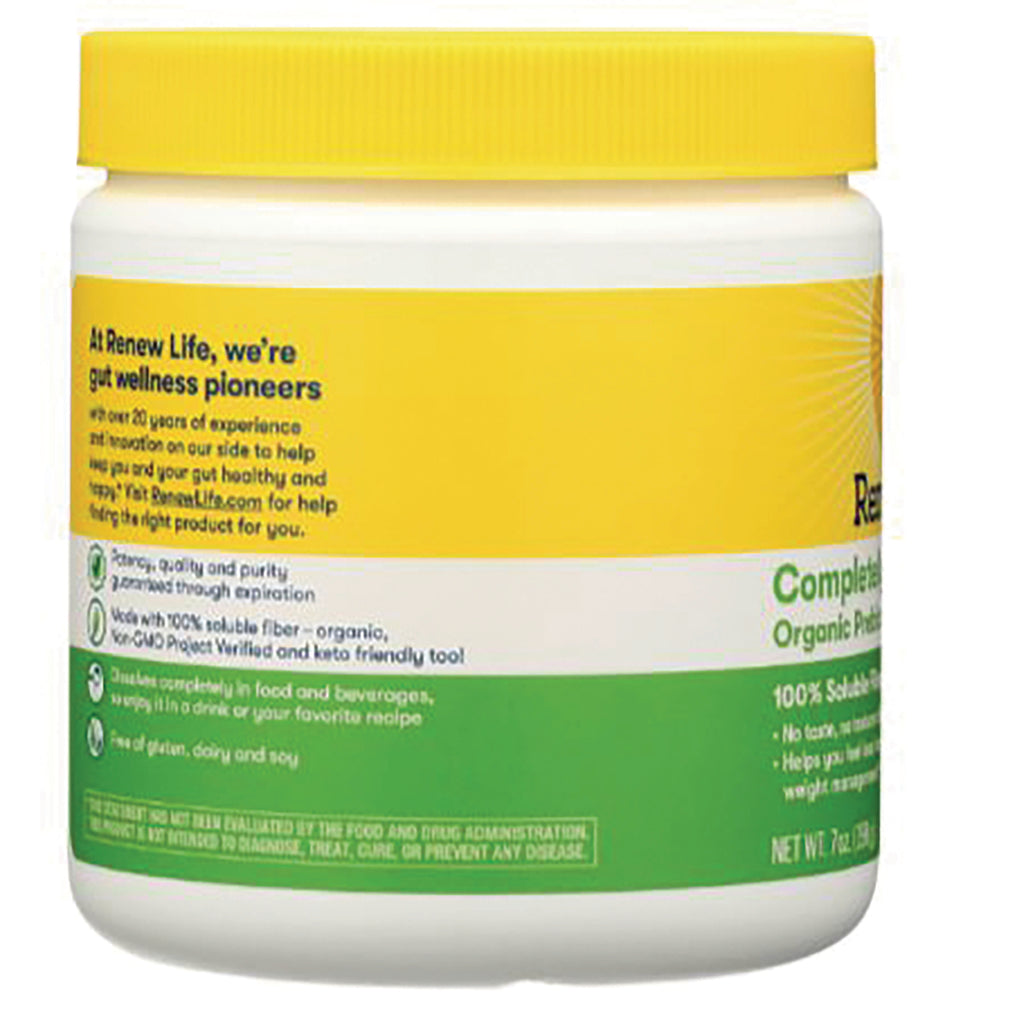 RNL245 | Back of white jar with yellow lid showing Renew Life back label and green information panel - Thumbnail