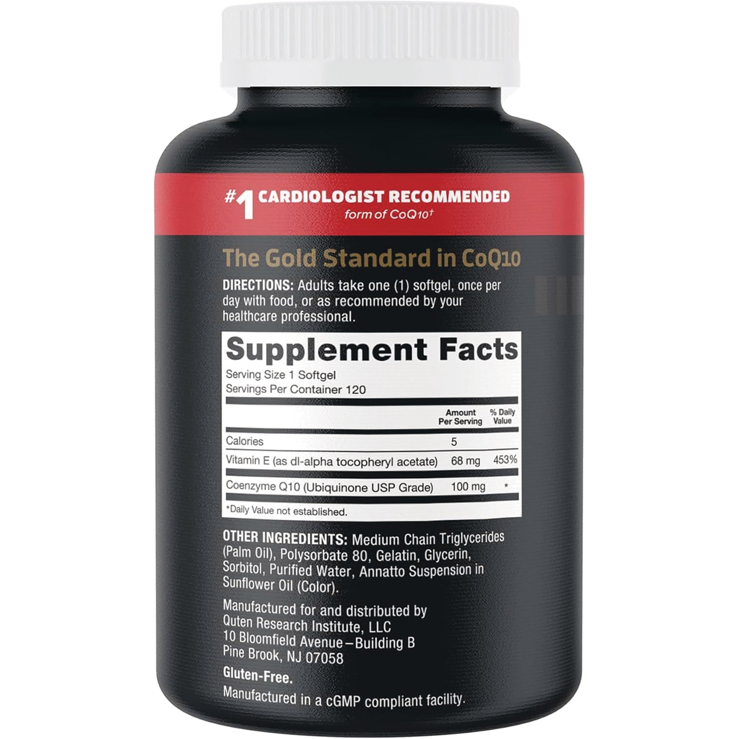 QNL002 | Bottle back showing supplement facts panel, directions, ingredients and contains soy warning