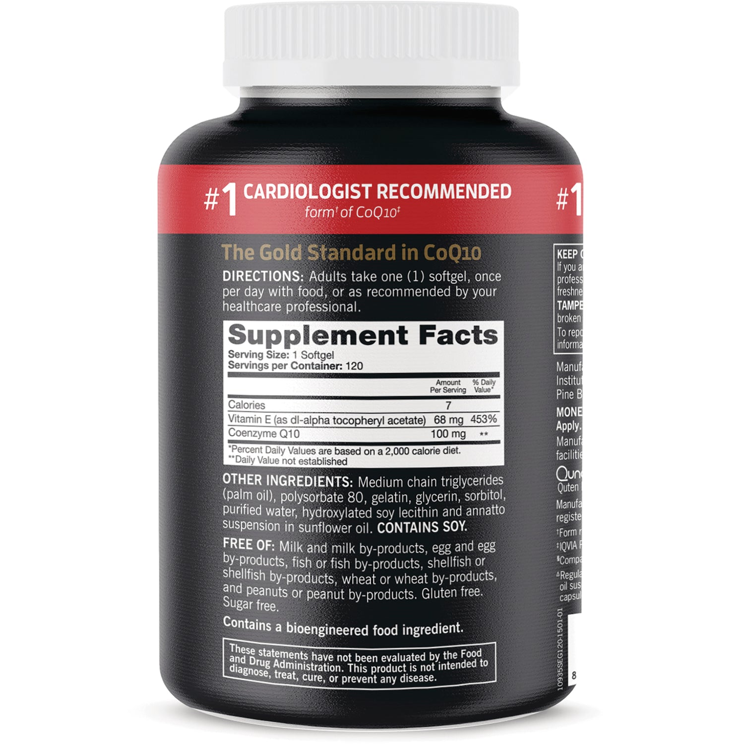 QNL002 | Bottle back showing supplement facts panel, directions, ingredients and contains soy warning