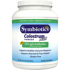 SY019 | Symbiotics Colostrum Plus powder, 25% IgG Antibodies, gluten free, 21 oz (597 g) bottle front