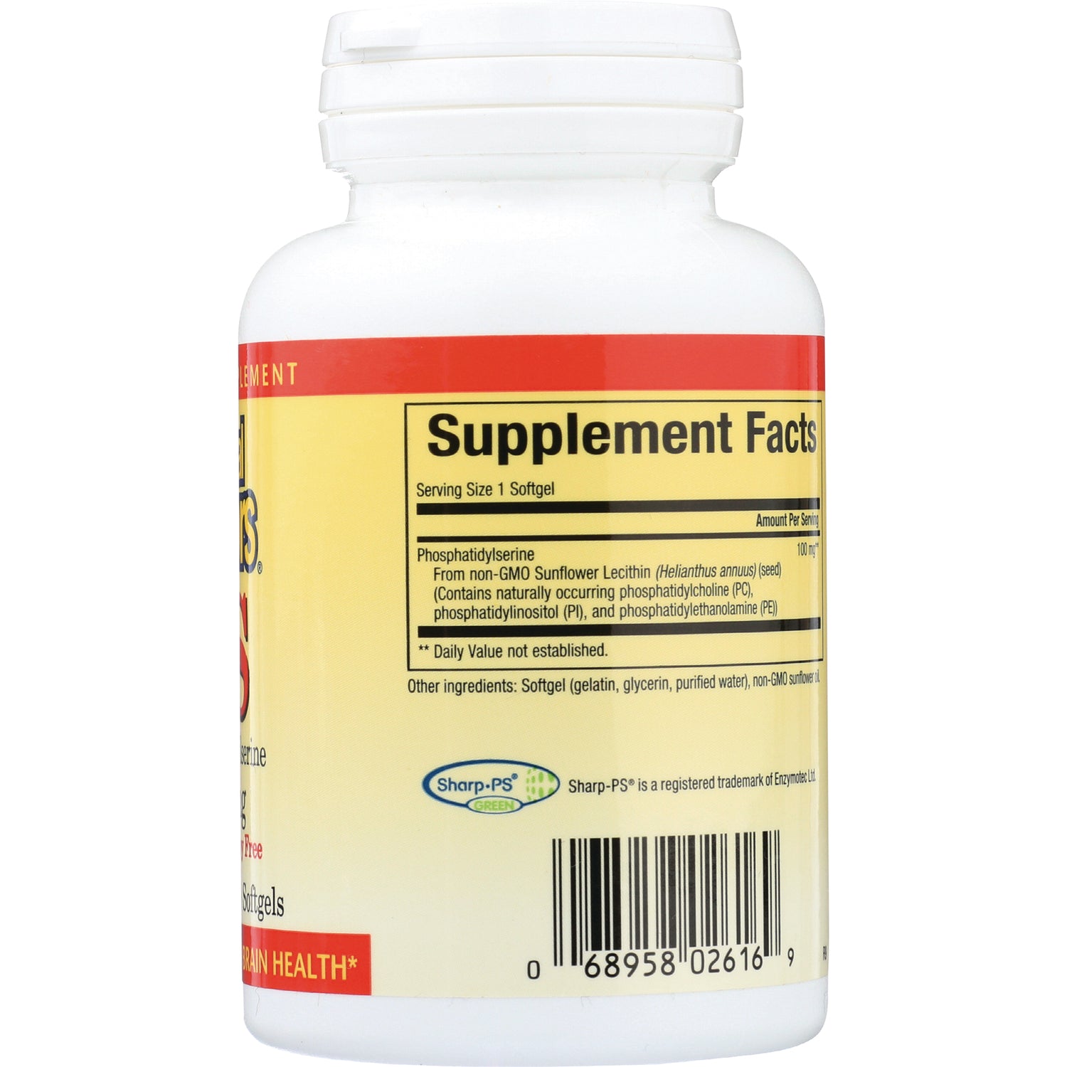 NFC025 | back of white supplement bottle showing Supplement Facts panel, ingredient text and barcode