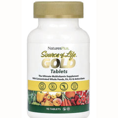 NTP202 | NaturesPlus Source of Life GOLD Tablets white bottle with gold cap multivitamin label 90 tablets