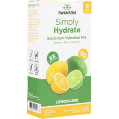SW1942 | Swanson Simply Hydrate Electrolyte Hydration Mix, Lemon-Lime flavor, 8 stick packs, sugar free