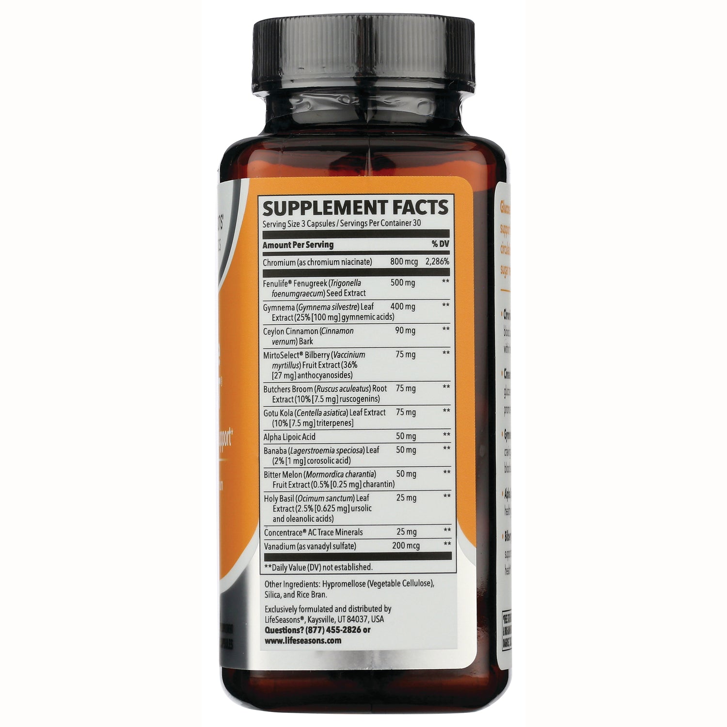 LSS003 | Bottle back showing Supplement Facts panel and ingredient information
